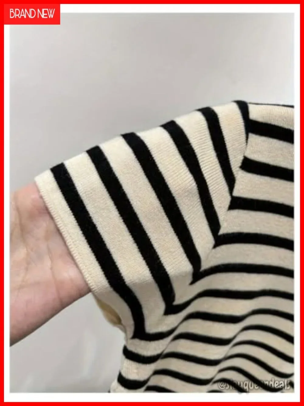 Striped Crew Neck Short Sleeve Pullover Sweater Knit Top